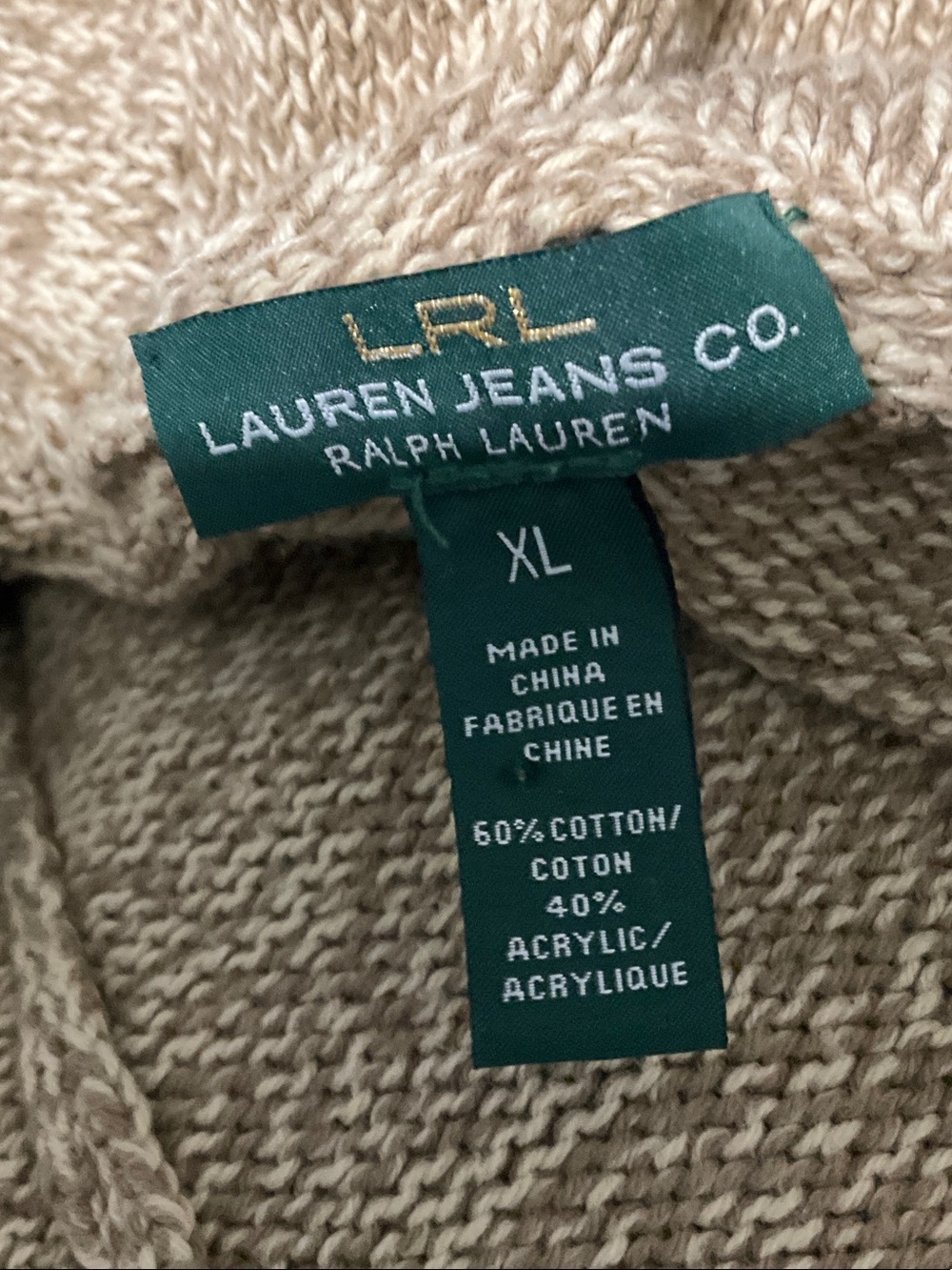 Lauren  Ralph Lauren Jeans Shawl Collar Cardigan With Toggle button Closure SZ L - Picture 4 of 4